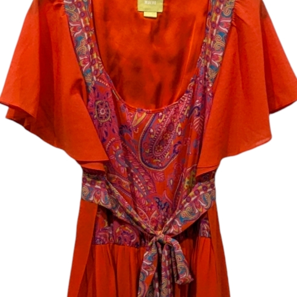 Anthro Maeve Blushed Paisley Chiffon Cape Maxi Dress (12) - Picture 5 of 8
